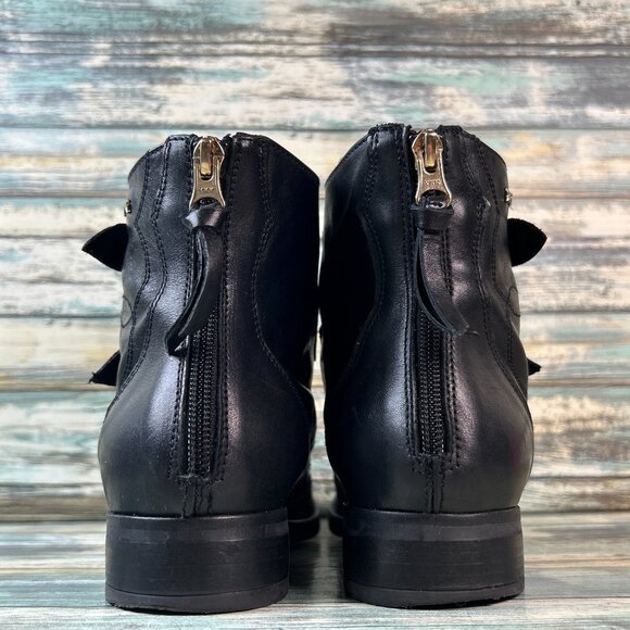 Nero Giardini Boots Womens 10/40 Black Leather Zip Moto Biker Ankle Grunge Punk - Picture 6 of 11